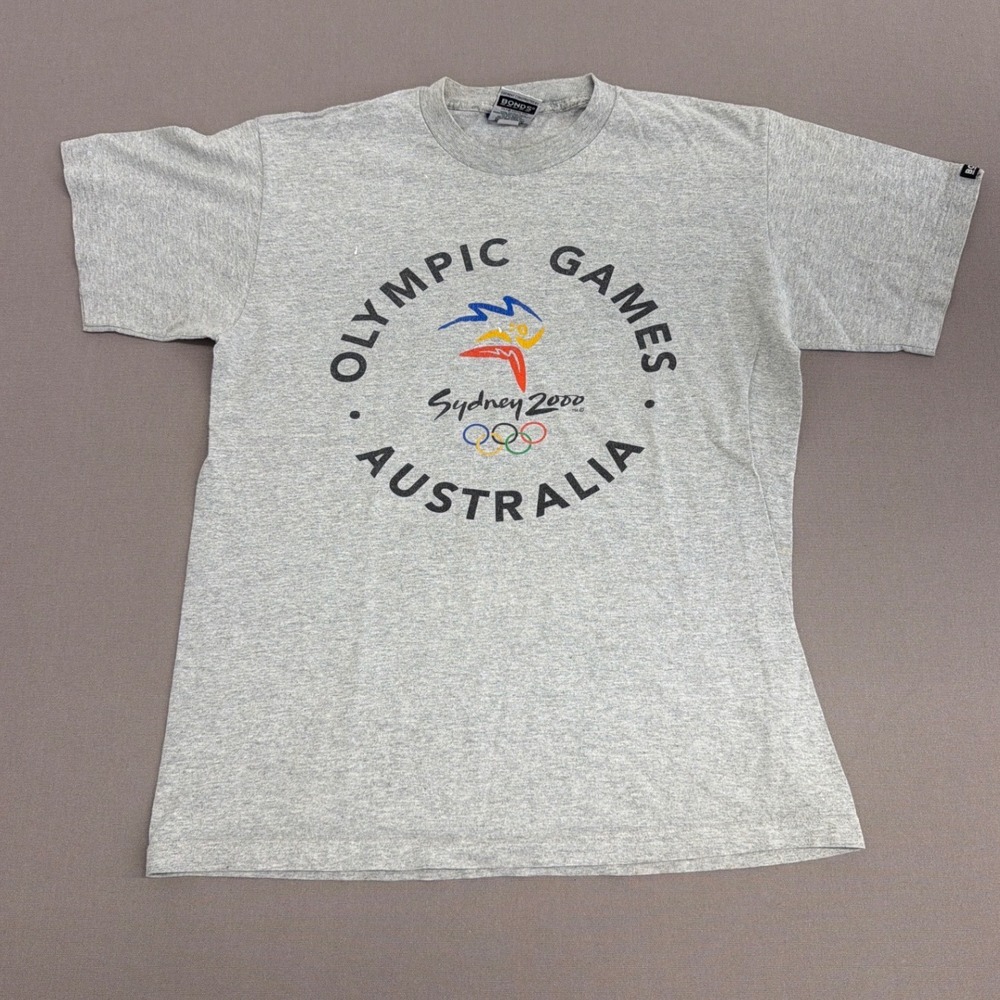 Vintage Bonds Sydney 2000 Olympic Games Australia T-Shirt Gray Mens Medium